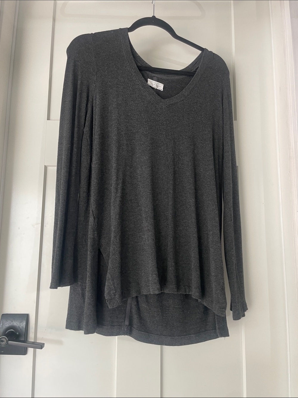 Women's V-Neck Long Sleeve Tunic Top - Charcoal